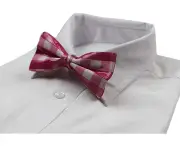 Mens Pink & White Bow Tie Cotton