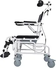 Z&y GLAa Shower Commode Chairs with Wheels,4 in 1 Rolling Shower Wheelchair Commode Adjustable Height, Pedal and Armrest Comfortable Durable/B