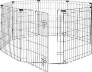 Amazon Basics Foldable Metal Exercise Pet Play Pen for Dogs, No Door, 152 x 152 x 76 centimeters, Black