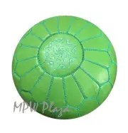 MPW Plaza Pouf, Green, Moroccan Leather Ottoman (Un-Stuffed)