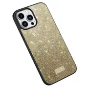 SULADA Back Protector for iPhone 15 Pro,PU Leather Coated PC+TPU Glitter Sequins Phone Case