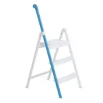 【HASEGAWA 長谷川】HANDLE STEP系列居家質感扶手鋁梯/可當椅子 日本設計 特製鋁輕量好收納(SS-3BL 藍色)