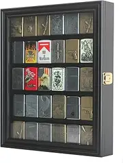 Lighters Display Case Wall Showcase Cabinet for Military Sport Collectible Outdoor Lighters Match Book Display Black Finish