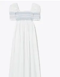 在飛比找Yahoo!奇摩拍賣優惠-Tory SMOCKED COTTON MIDI DRESS