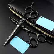 Hair Cutting Scissors, 6 Inch Professional Black Cutting Barber Haircut Scissor Thinning Shears Hairdressing Scissors Set