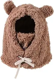 [SAFIGLE] Bear Hat Plush Hat with Hat for Outdoor Activities Windproof Face Warmer Bear Costume Outdoor Hat Animal Hats Mask Cowgirl Headband Scarf Deerstalker Cap Beanie Ladies Hat Khaki