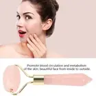 Natural Rose Quartz Welding Gold Metal Roller Massager Jade Beauty Massager B3♡