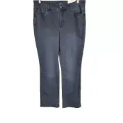 NYDJ Women's Pull-on Marilyn Straight Uplift Jeans in Cool Embrace- Gilt Size 14
