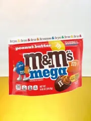 〽️ New Exclusive M&Ms MEGA Peanut Butter Milk Chocolate Crunchy Shell Bag 8.6oz