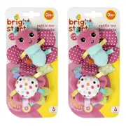 2PK Bright Starts Baby Rattle Me 11cm Bracelets Crinkle Soft/Plush Toys 0m+
