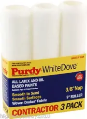 (18) 3 packs 9" x 3/8" White Dove Roller Cover For Latex & Oil Based Paints