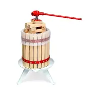 1.6 Gallon Fruit Wine Cider Press Juice Maker, Red with White Stand Solid Wood
