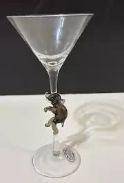 Vintage Murano Hand Blown Art Elephant Stemmed Glass Martini Wine Barware 9"