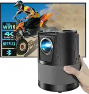 Portable Wifi Projector with Bluetooth Speaker, 4K Mini Projector for Iphone Ipa