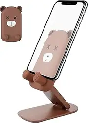 Desktop Phone Holder - Foldable Desk Phone Holder Stand,Desktop Accessories Portable Dock, Cartoon Bear Cradle Height Adjustable for Most Smartphones
