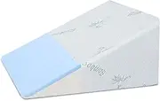 STARRY EUCALYPT Wedge Pillow Memory Foam with Cool Gel, Triangle Reading Pillow with Removable Bamboo Fabric Cover for Back and Leg Support, Acid Reflux Maternity Cushion, Bamboo White