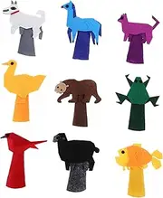 Toddmomy 9 Piece Family Finger Puppet Set Soft Animal Hand Puppets for Storytelling Bulk Toys for Boys and Girls Toddlers