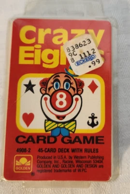 VTG Whitman Crazy Eights Card Game Circus Deck With Rules Toy NOS