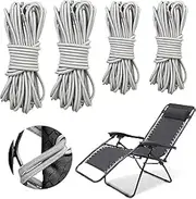 Bettli 4 Pcs Universal Replacement Elastic Cord for Zero Gravity Chair Replacement Cords Repair Tool Kit for Outdoor Recliners Sun Loungers Garden Chairs Anti Gravity Chair Bungee Chairs(Gray)