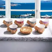 Turkish Greek Arabic Marbled Coffee Espresso Cup Saucer