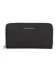 Mocha Kristi Leather Wallet Black/Silver