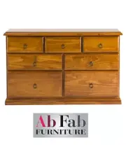TALLBOY LOWBOY BANKSIA CONSTRUCTED TIMBER 1.2m CHEST OF 7 DRAWER WALNUT