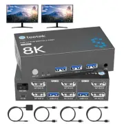 8K@60Hz KVM Switch 2 Monitors 2 Computers DisplayPort, USB3.0 KVM Switches, 4...