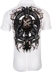 Xtreme Couture Men's Polo Shirt Bandaged Skull Wings White S-3XL