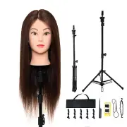 Mannequin Cosmetology Manikin Practice Doll Head w/ Tripod Stand 50% Human Hair