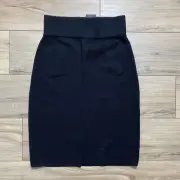 Club Monaco Womens Sundith Pull On Pencil Skirt 100% Wool Size XS Soot Black