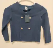 Kipp Kids Size 5 NWT Blue Linen Textured Double Breasted Blazer
