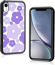 Axulimin for iPhone XR Case Cute Kawaii Purple Flower Floral Aesthetic Phone Case for Girls Preppy Women - 6.1 Inch