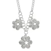 Sterling Silver Polished Filigree Flower W/ 2In Ext Necklace
