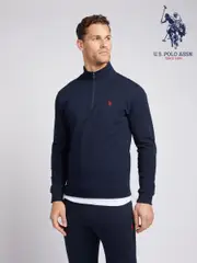 U.S. Polo Assn. Dark Blue Mens Classic Fit Quarter Zip Sweatshirt (E01855) | $150