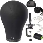 Wig Head Stand Mannequin Head 20"-24" Dome Cork Canvas Manican Block Head for...