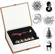 Xiao Wax Seal Stamp Set, 6 Pieces Sealing Wax Stamps Copper Seals + 1 Piece Wooden Hilt, Vintage Retro Classical Initial Seal Wax Stamp Kit (Seal Stamp Set 3)