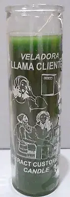 Veladora Esotérica LLAMA CLIENTE (ATTRACT CUSTOMERS) Candle, Color Verde/Green