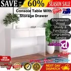 Console Table With Storage Drawer White Modern Style Engineered Wood Furniture