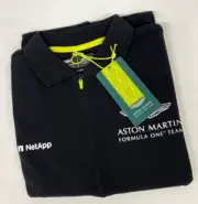 Aston Martin Formula one team polo shirt mens XS black zip neck pellmark