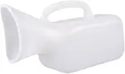 Women Night Pot Mobile Toilet with Handle and Clear Scale Spill Proof Pee Funnel Urinary Bottle for Car Travel Road Trip, White, 15x7.5x8cm