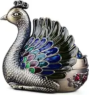 K COOL Peacock Metal Ashtray with Lid, Windproof Portable Cigarette Ash Holder for Smokers, Desktop Smoking Ash Tray for Patio Porch Reception Decoration (Bronze)
