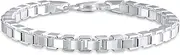 [Bling Jewelry] Men's Solid Heavy Thick Strong Forzata Franco Square Venetian Fancy Box Link Chain Bracelet For Men Teen .925 Sterling Silver Made In Italy 8 8.5 9 Inch