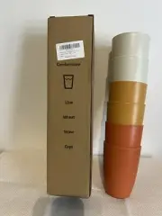 12 Oz. Wheat Straw Cups Set of 6 Durable Drinking Cups, Reusable Cups (A38)