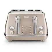 DeLonghi Icona Metallics 4 Slice Toaster Beige CTOT4003BG