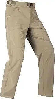 [FREE SOLDIER] Men's Outdoor Cargo Hiking Pants with Belt Lightweight Waterproof Quick Dry Tactical Pants Nylon Spandex (40W/30L Khaki)