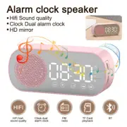 Bluetooth Speaker Wireless Stereo Bass TF/FM Radio Alarm Clock LED Mirror Screen