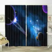 Blue Planetary Belt 3D Curtain Blockout Photo Printing Curtains Drape Fabric