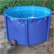 PVC Fish Pond, Round Thickening Fish Pond Pool, Large Collapsible Canvas Pool Reservoir with Bracket, Outdoors Water Storage Tank(1x1m)