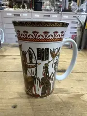 Pharaoh Egypt Mug Made in Egypt, Black w/ 14k Gold Design, New
