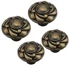 2Pcs Vintage Flower Drawer Knob Door Cabinet Jewelry Box Pull Handle Hardware